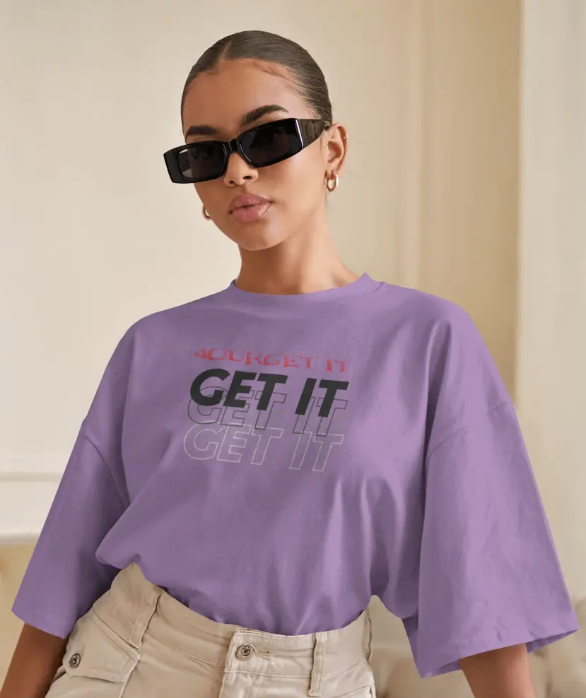 Lilac Oversized Graphic T-Shirt for Women
