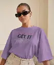 Lilac Oversized Graphic T-Shirt for Women