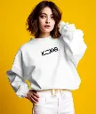 White Pixel Art – Casual Oversized Sweatshirt 
 for Women
