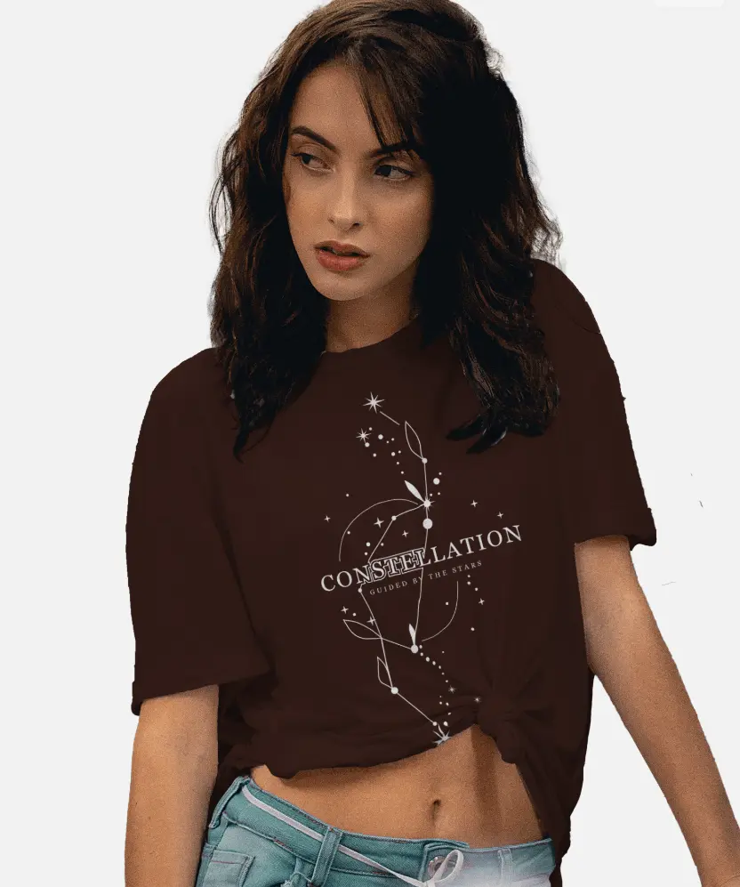Constellation Elegant Brown T-Shirt for Women