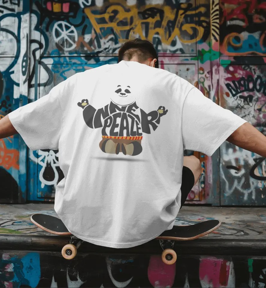 Exclusive Street Panda White Oversized T-Shirt for Men