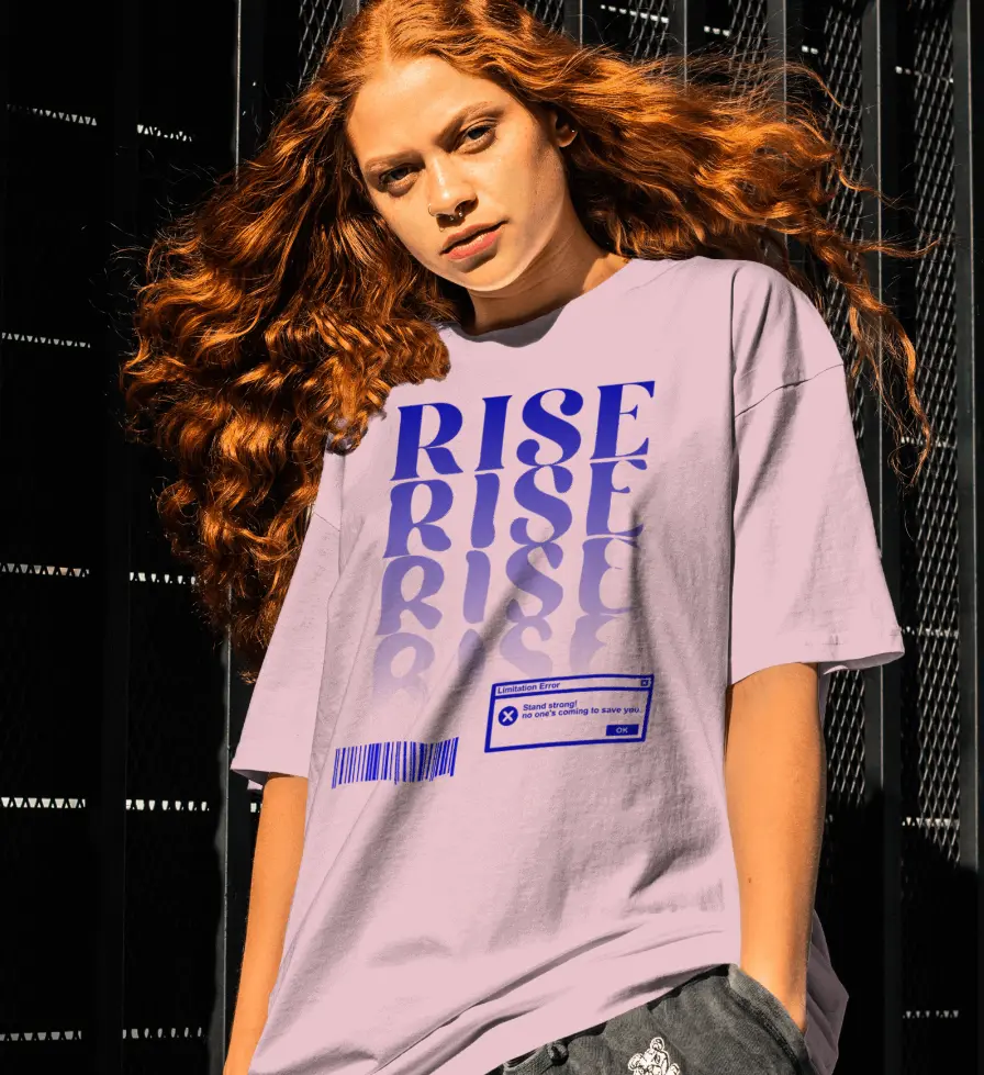 Rise Reflection Pink Oversized T-Shirt for Women