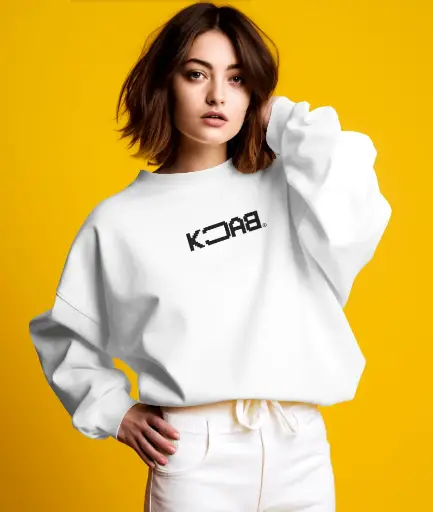 White Pixel Art – Casual Oversized Sweatshirt 
 for Women