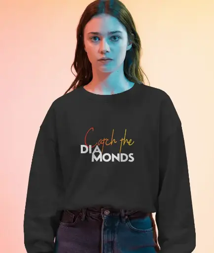 Catch the Diamonds Black Sweatshirt for Women