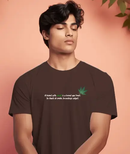 Brown Weed Quote T-Shirt – Trendy Casual Streetwear for Men