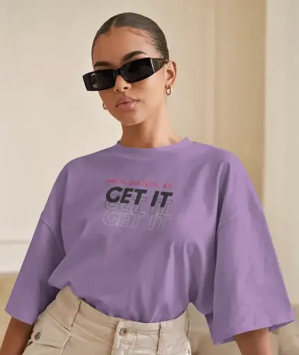 Lilac Oversized Graphic T-Shirt for Women
