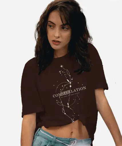 Constellation Elegant Brown T-Shirt for Women