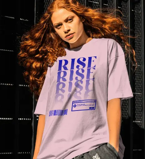Rise Reflection Pink Oversized T-Shirt for Women