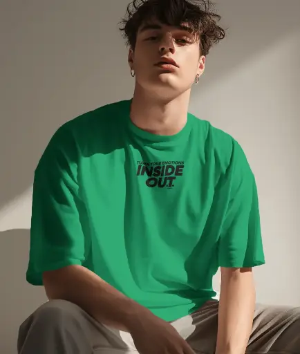 Inside Out Green Oversized T-Shirt for Men